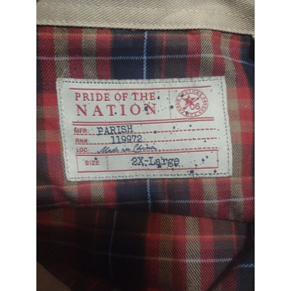 Men's Pride of The Nation Long Sleeve MultiColor Button Shirt 2XL Elbow Patch - Picture 8 of 11